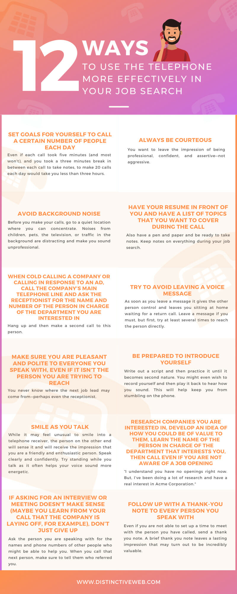 12 Ways To Use The Telephone More Effectively In Your Job Search Infographic