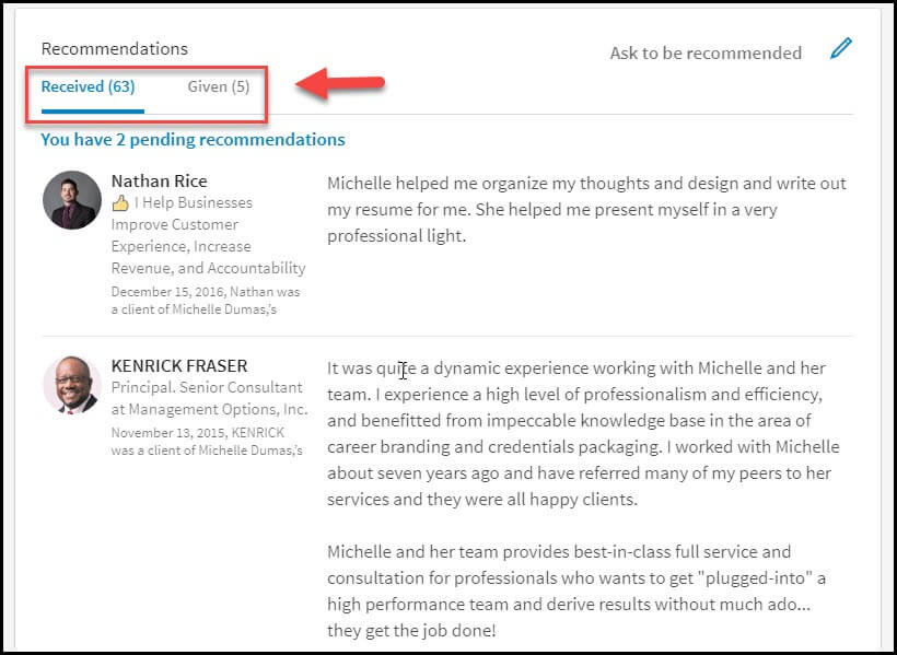 get and give linkedin recommendations