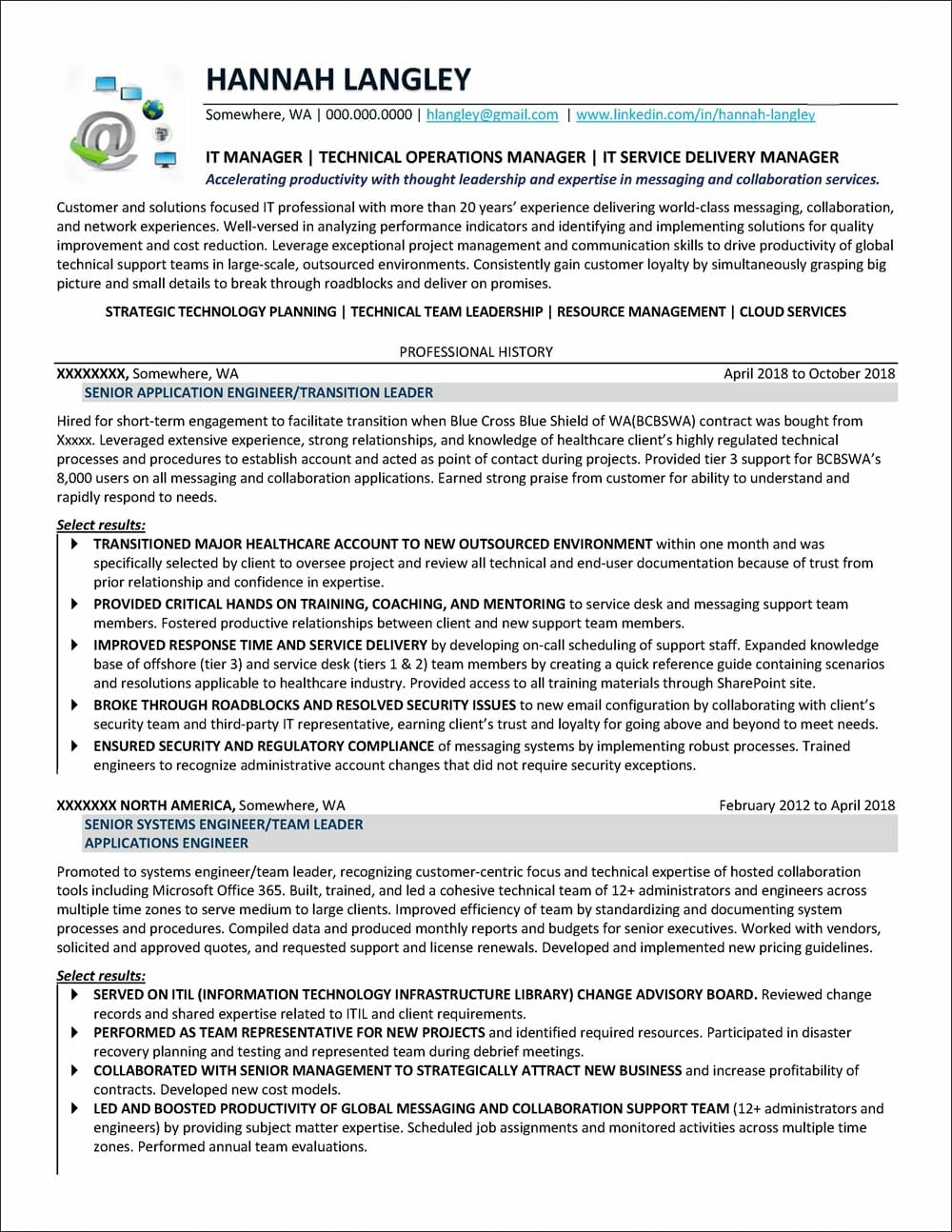 IT Manager Resume Example Distinctive Career Services