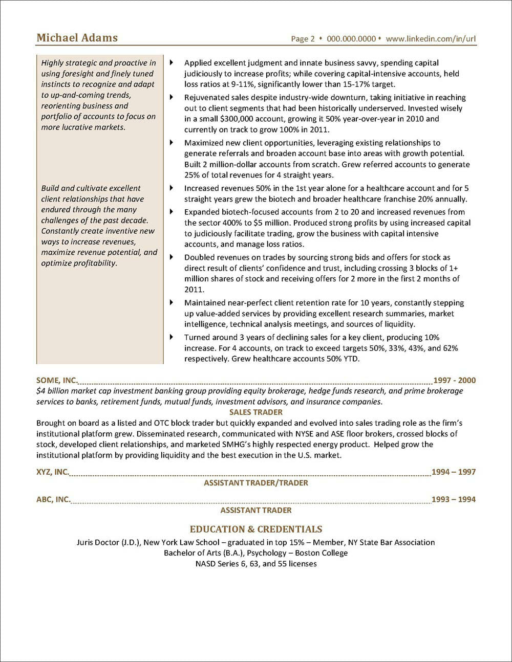 Example Investment Banking Resume