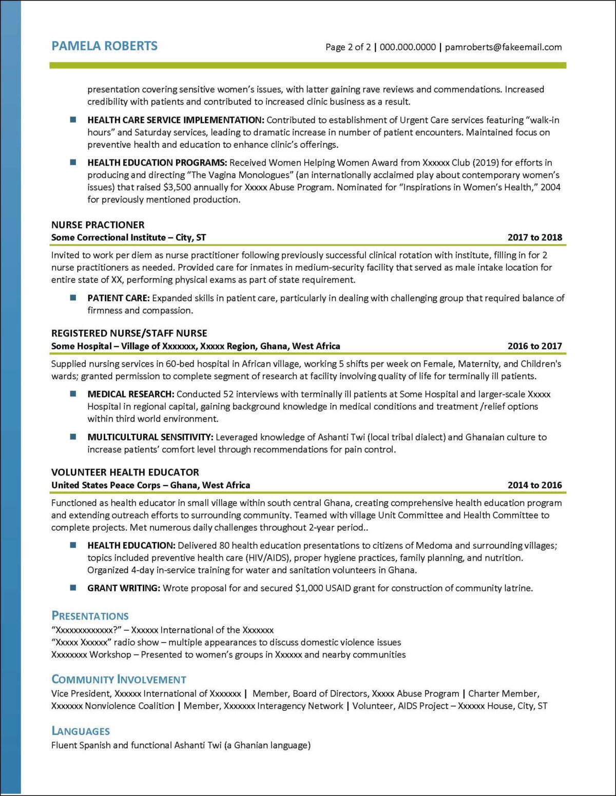 Nursing Resume Examples - Distinctive Career Services