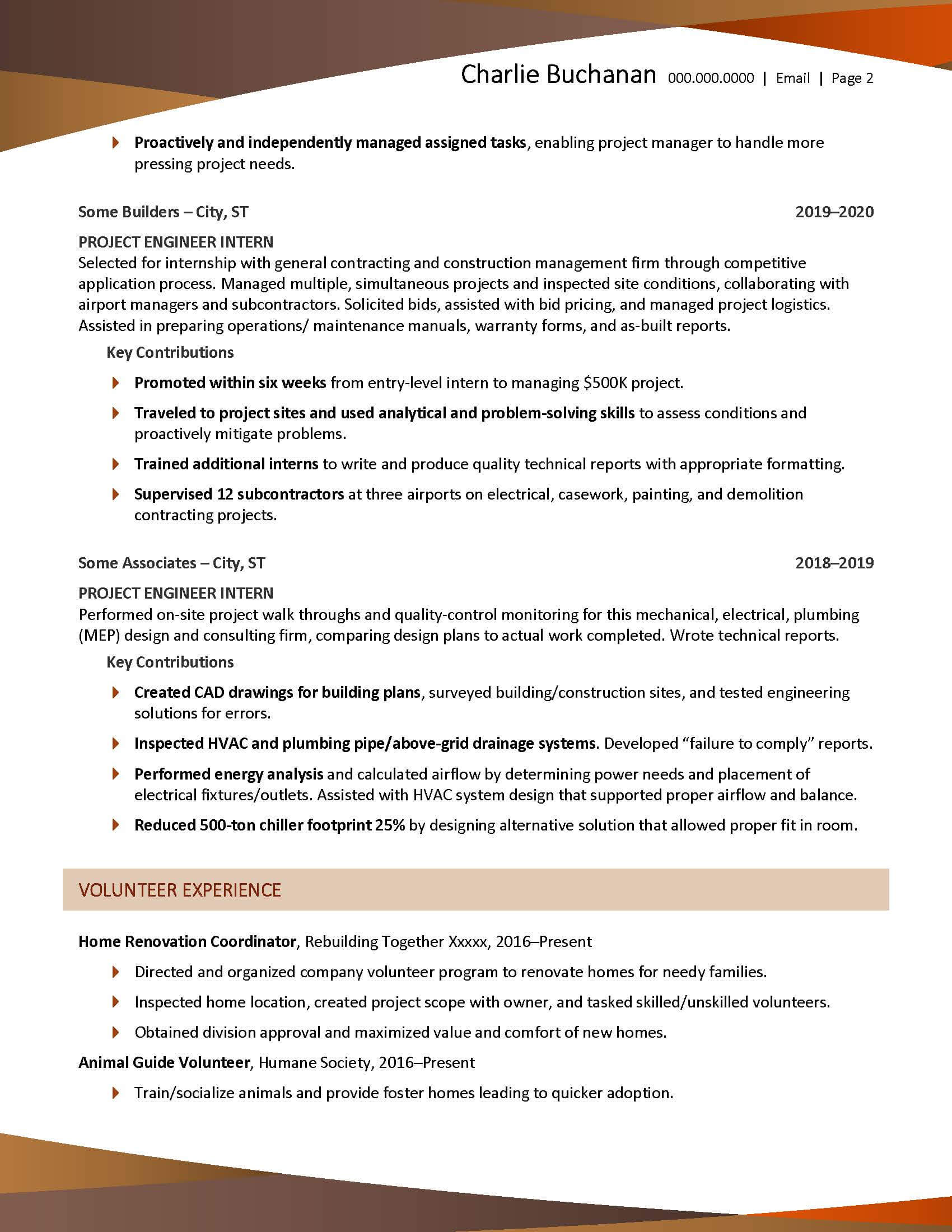 Resume Example with Volunteer Section Page 2