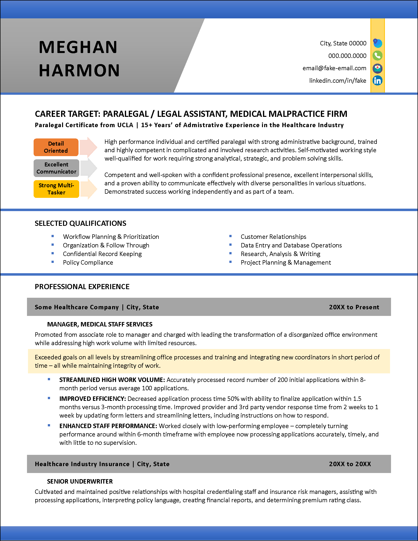 Example Resume for Career Changing Page 1