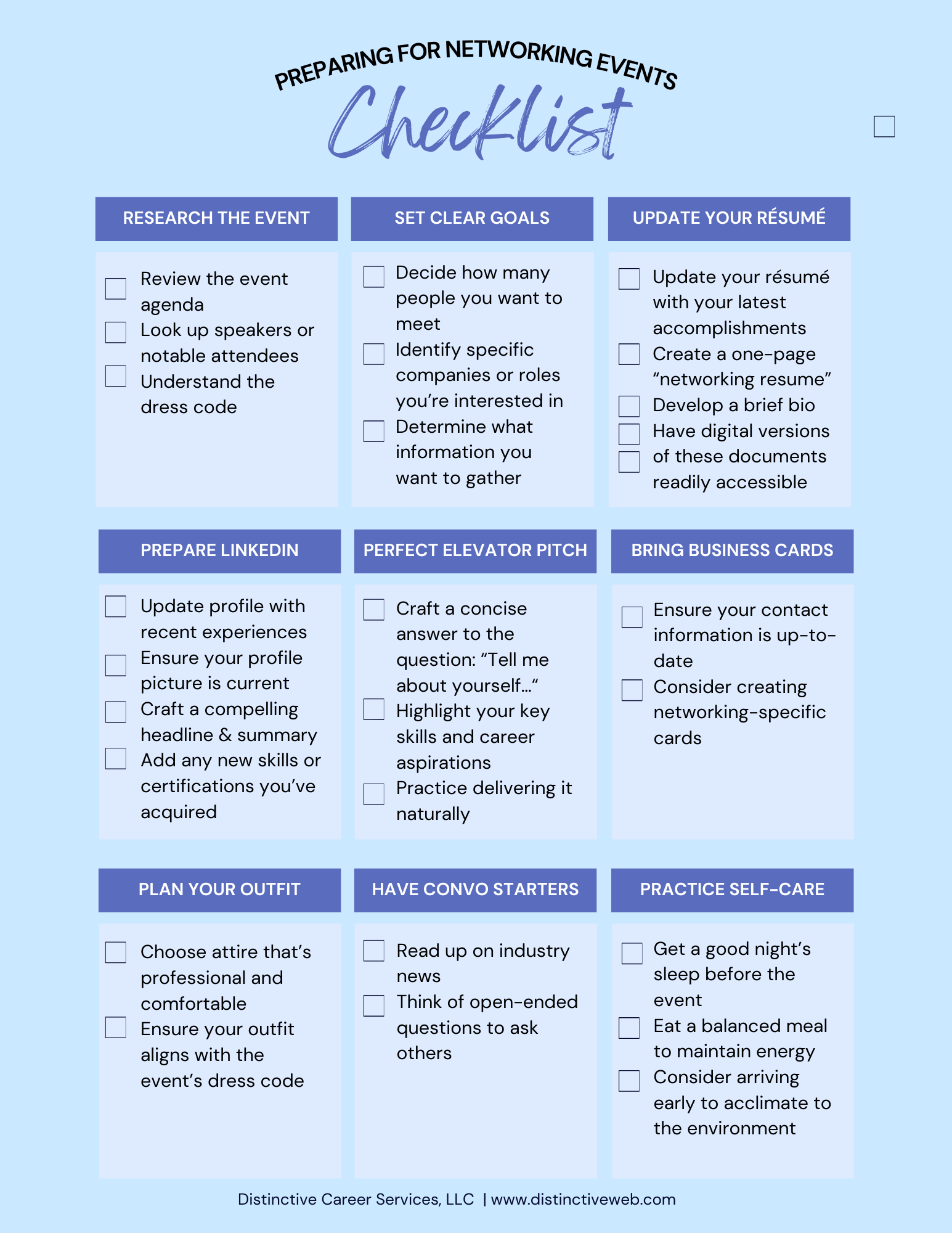 Preparing for Networking Events Checklist